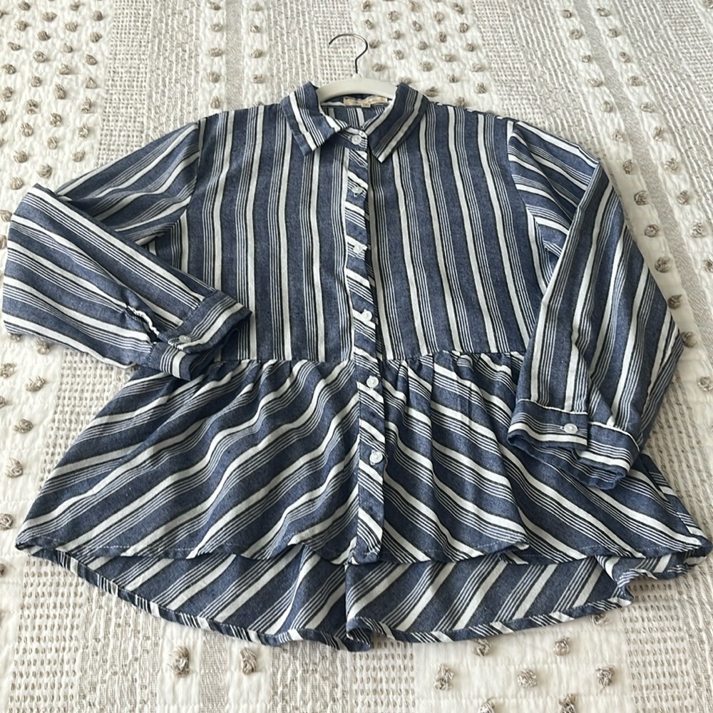 Loves Notes Blouse Stripes Peplum
